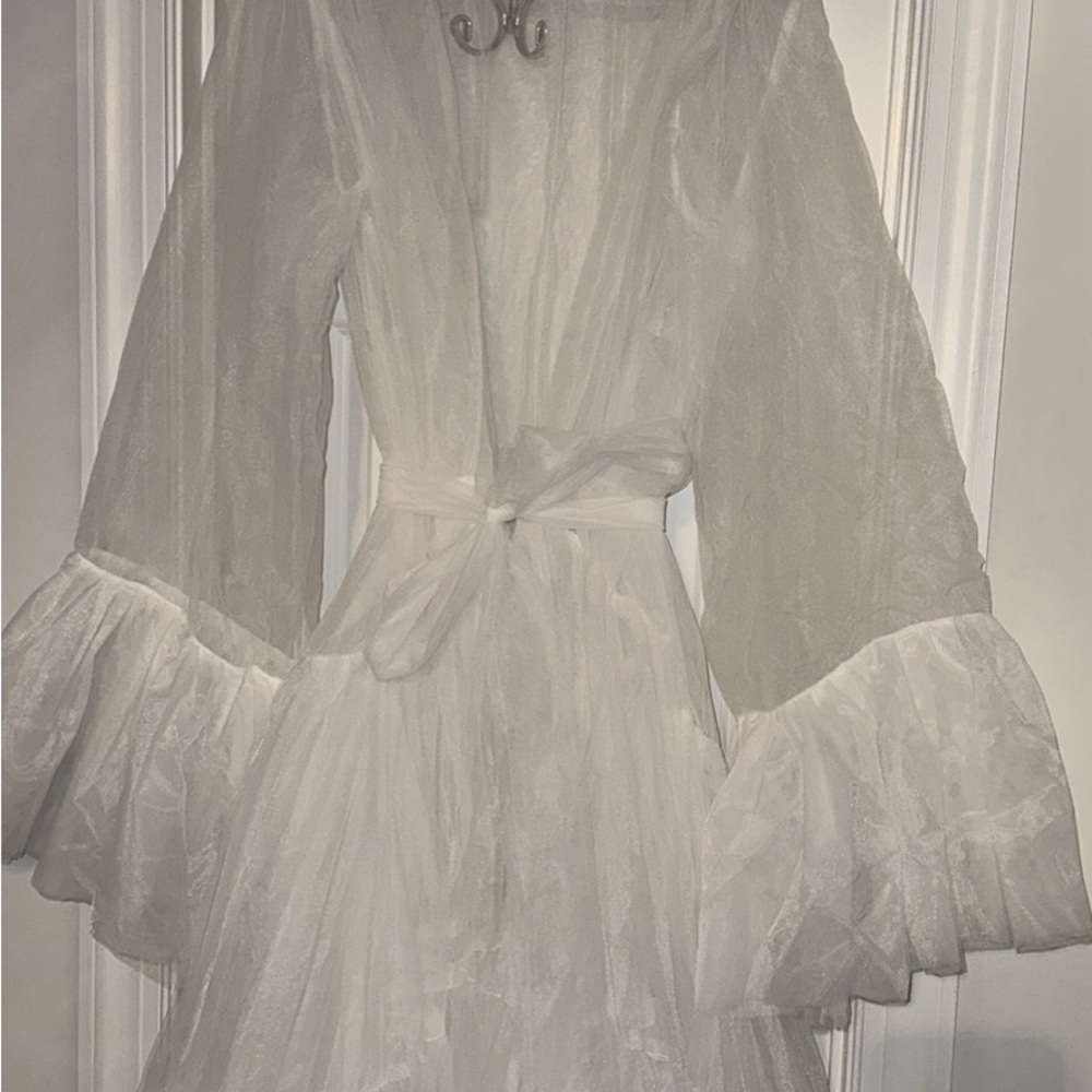 Sheer White Ruffle-Sleeve Robe - Picture 2 of 6